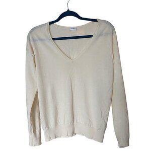 Filippa K Off -White Merino Wool V-Neck Sweater Pullover Size M